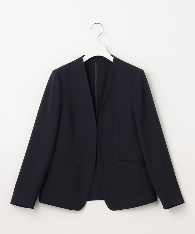 23区 S 【セットアップ対応/洗える】ドライツイル ノーカラー ジャケット ネイビー系