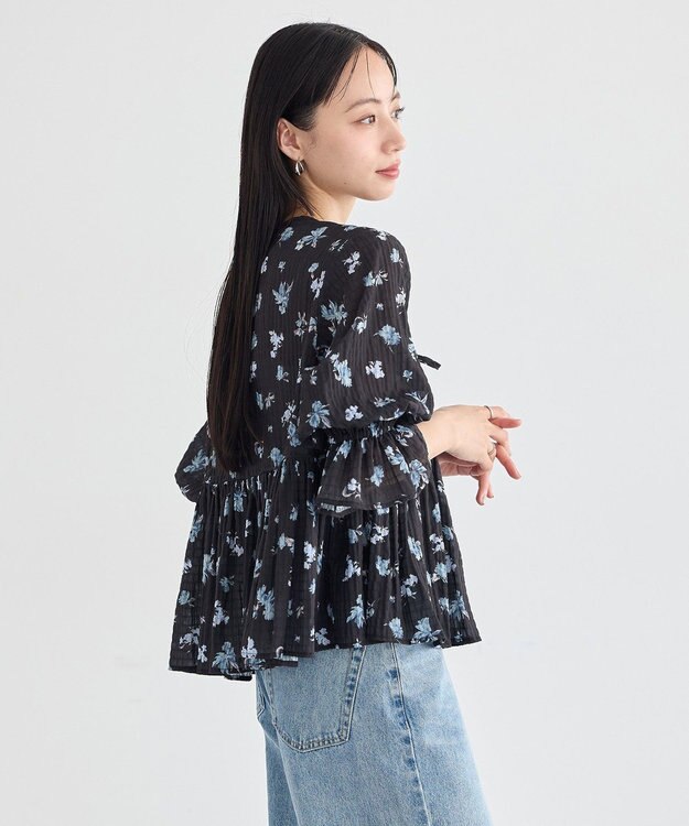 earth music&ecology アソートラッフルブラウス Black