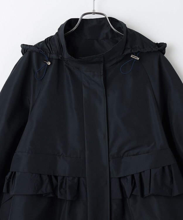 #Newans 【セレモニーにも】ラウンドフリルタフタブルゾン ネイビー