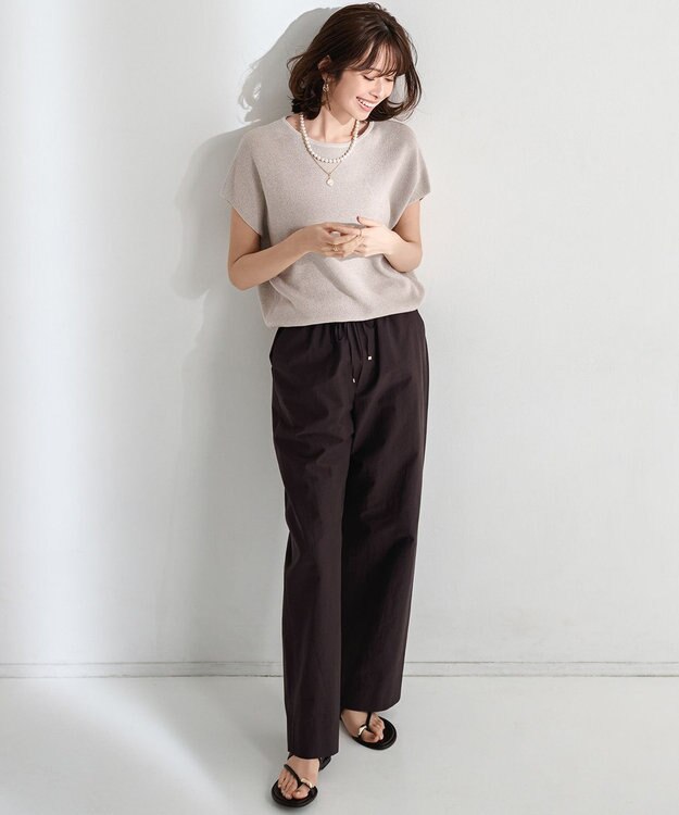 23区 L MANTECO ブライトワッシャー ワイド パンツ ダークブラウン系