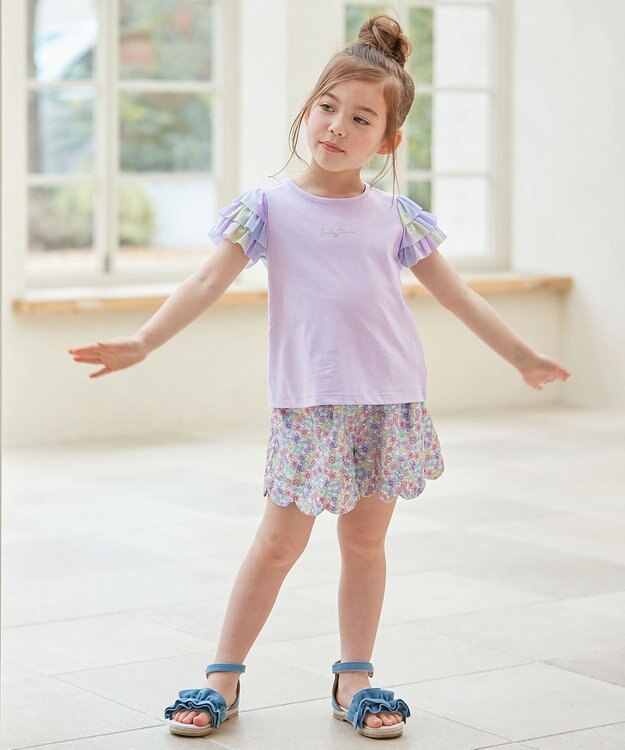 ANY KIDS 接触冷感 レインボーチュール Tシャツ ラベンダー