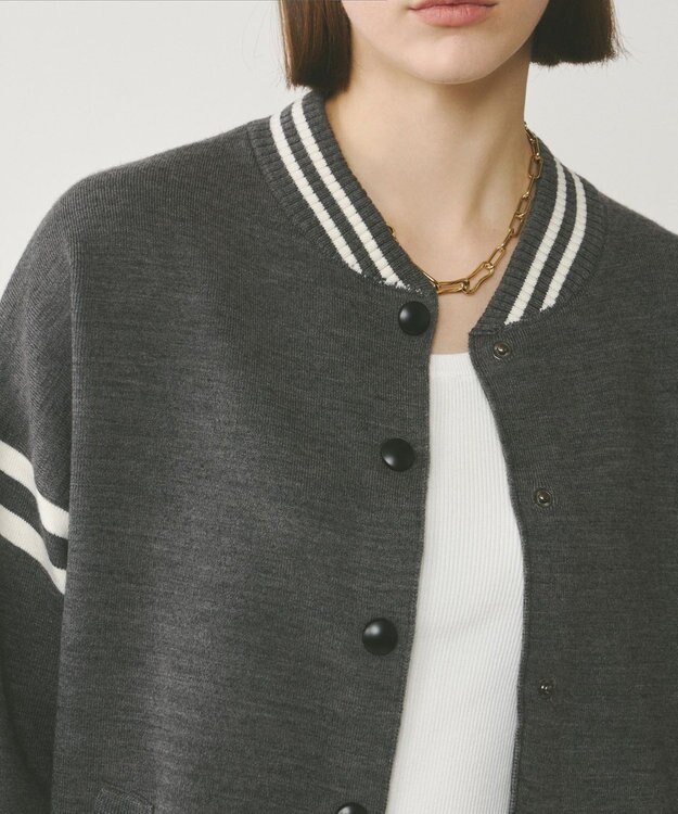 GRACE CONTINENTAL ニットスタジャン グレー