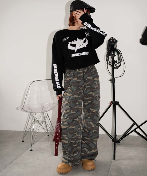 WEGO スターナンバリングショートスウェット ブラック