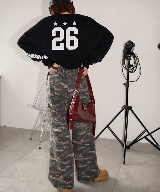 WEGO スターナンバリングショートスウェット ブラック