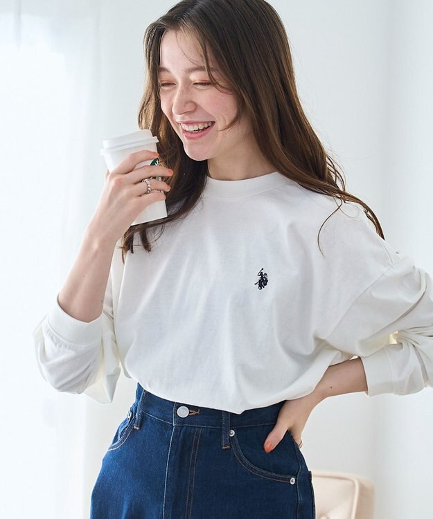 WEGO 【ユニセックス着用ITEM/MLサイズ展開】U.S. POLO ASSN.ワンポイント刺繍LST ホワイト