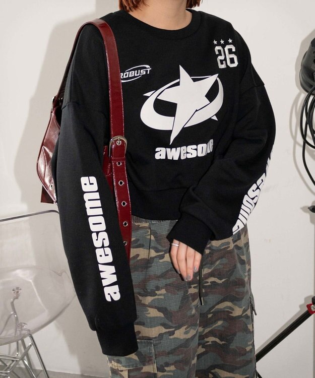 WEGO スターナンバリングショートスウェット ブラック