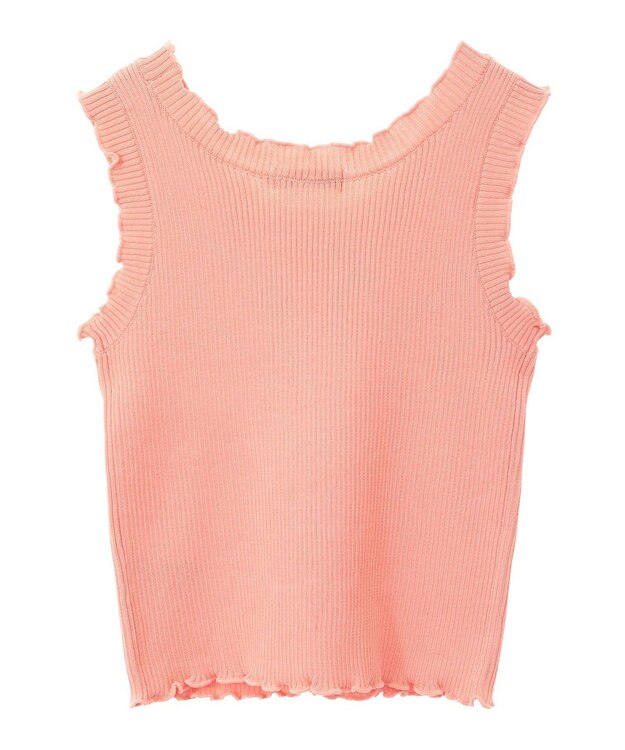 earth music&ecology フリルニットタンクトップ Pink Orange