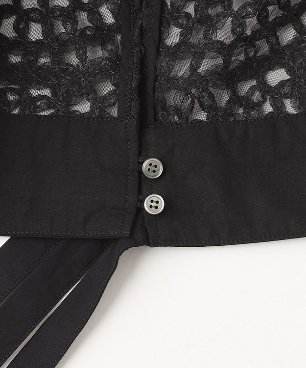 23区 【GOLD LABEL】オーガンジーテープエンブロイダリー ブラウス ブラック系