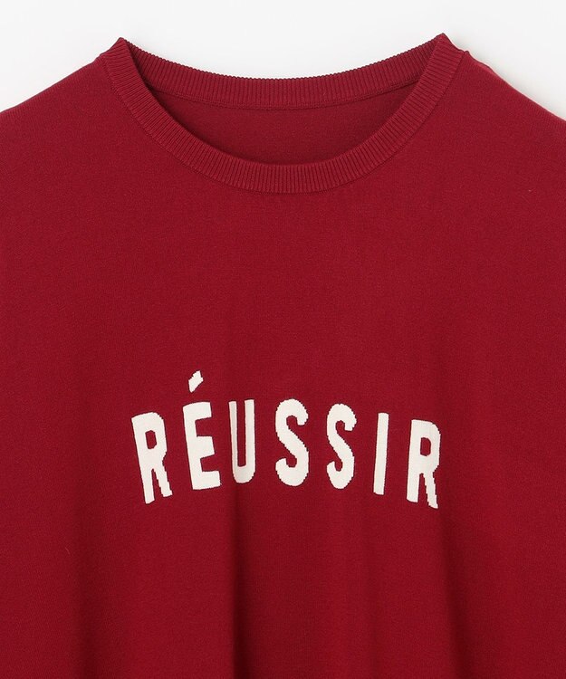 ANY インターシャロゴニットプルオーバー レッド×エクリュ