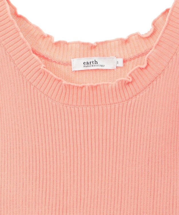 earth music&ecology フリルニットタンクトップ Pink Orange
