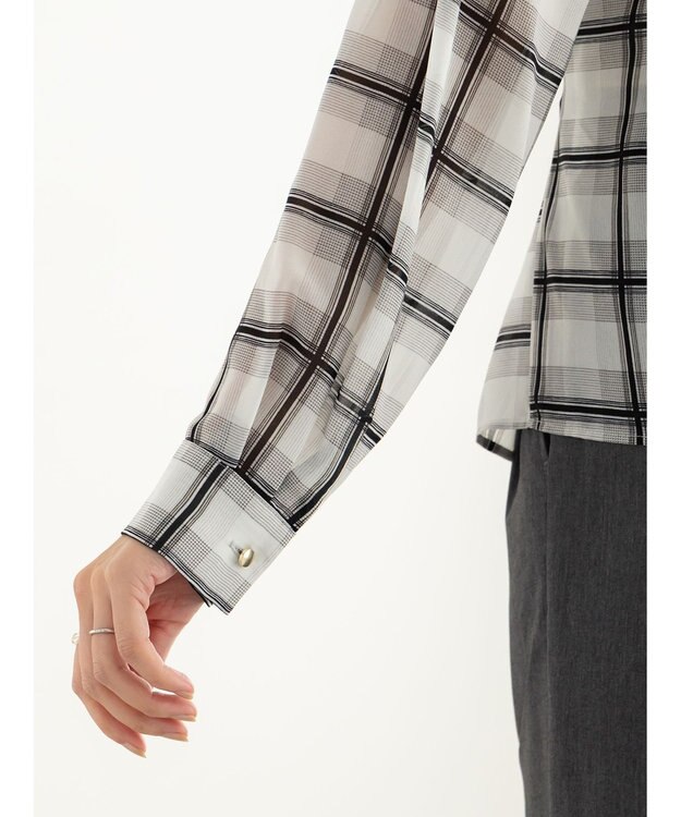 Te chichi ウエストリボンシアーチェックブラウス ブラック