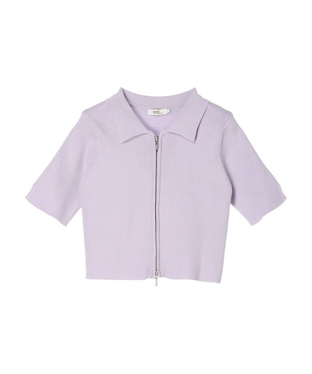 earth music&ecology 衿付きダブルＺＩＰカーディガン Lavender