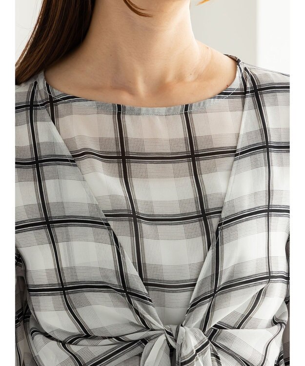 Te chichi ウエストリボンシアーチェックブラウス ブラック