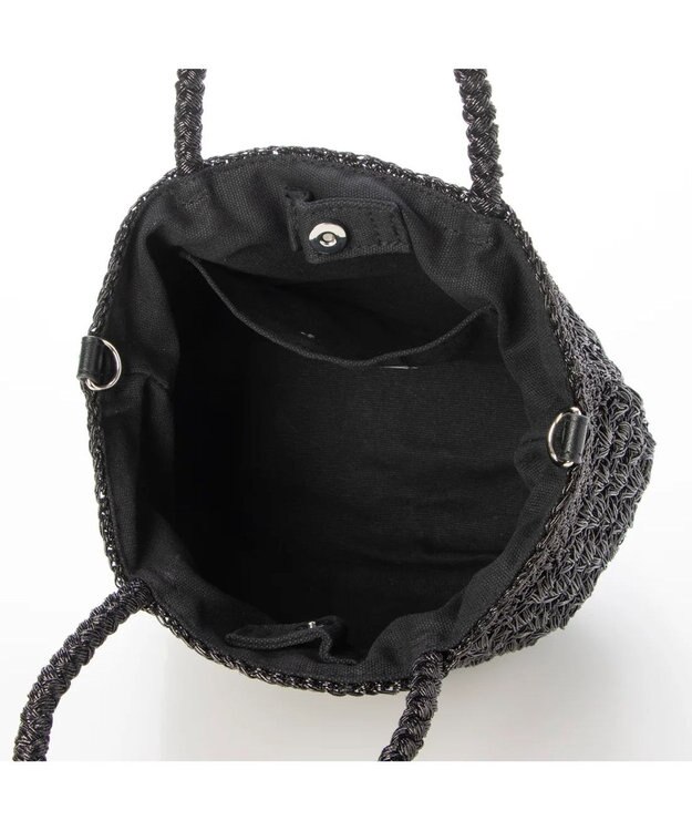 UNBILLION cachecache 柄編みメタリックヤーン2wayミニトート ブラック