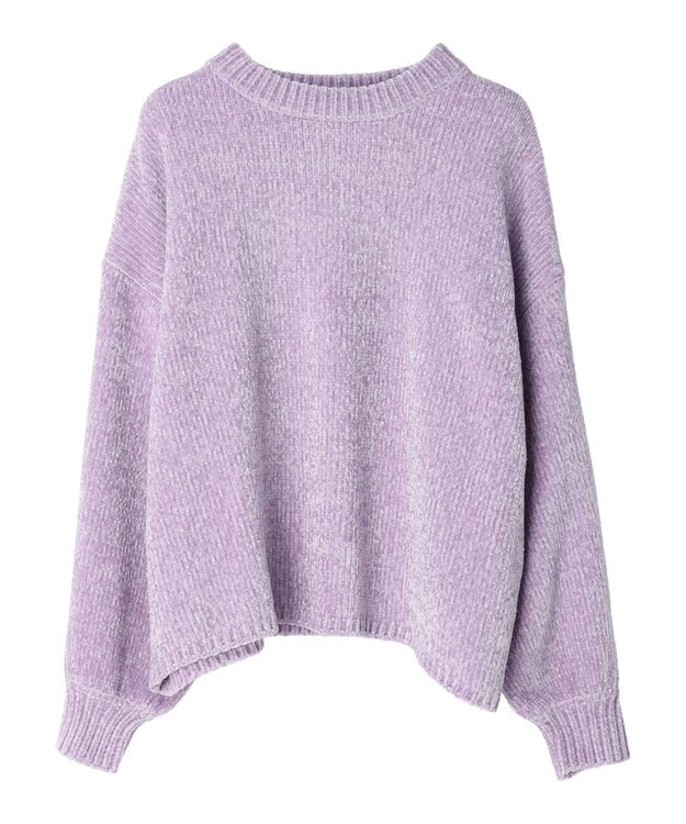 earth music&ecology シャイニーベロアモールプルオーバー Lavender