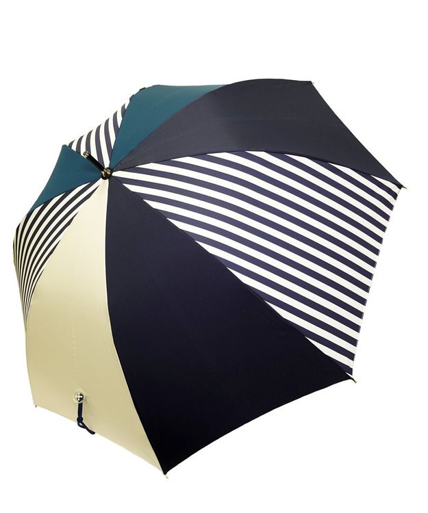 +RING レディース向け プラスリング 長傘60cm NVY/WHT T1286 紺