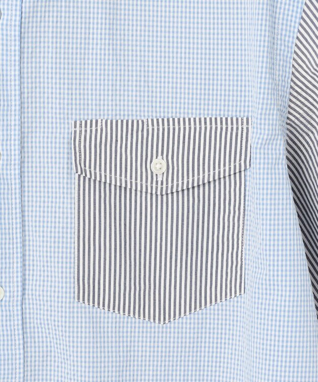 J.PRESS MEN 【クールマックス】クレイジーパターン サッカーシャツ/B.D. ネイビー系9