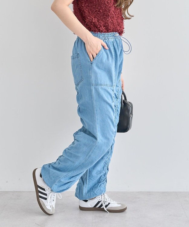 Green Parks ・ＳＵＧＡＲ　ＳＰＯＯＮ　デニムギャザーパンツ Light Indigo