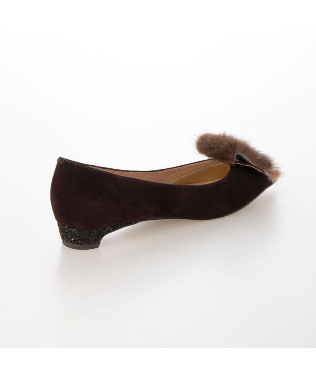 MODE ET JACOMO <MODE ET JACOMO>コンビファー付きフラットパンプス ダークブラウンスエード