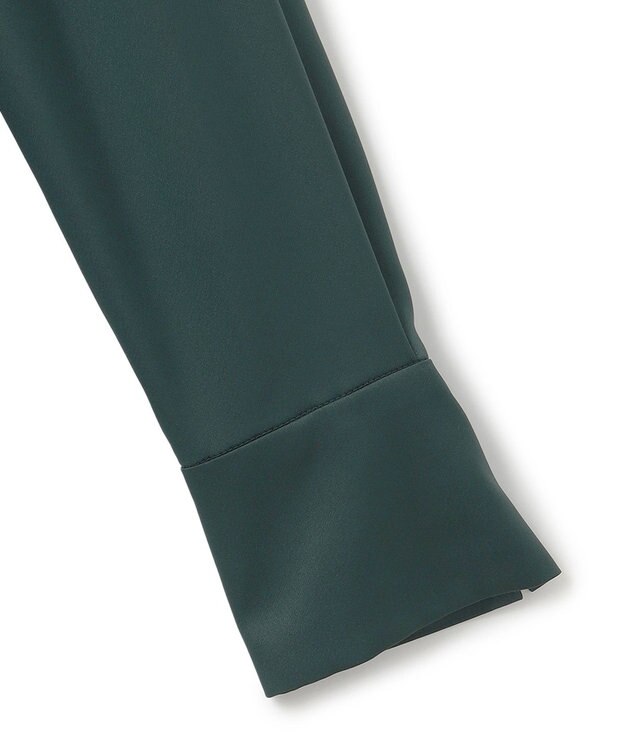 ICB 【WEB限定・洗える】 ドレープサテン ボウタイブラウス ミッドグリーン系