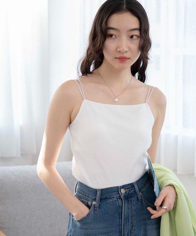 WEGO 【カップ付き】なちゅ盛れカップイン2ストラップキャミ ホワイト