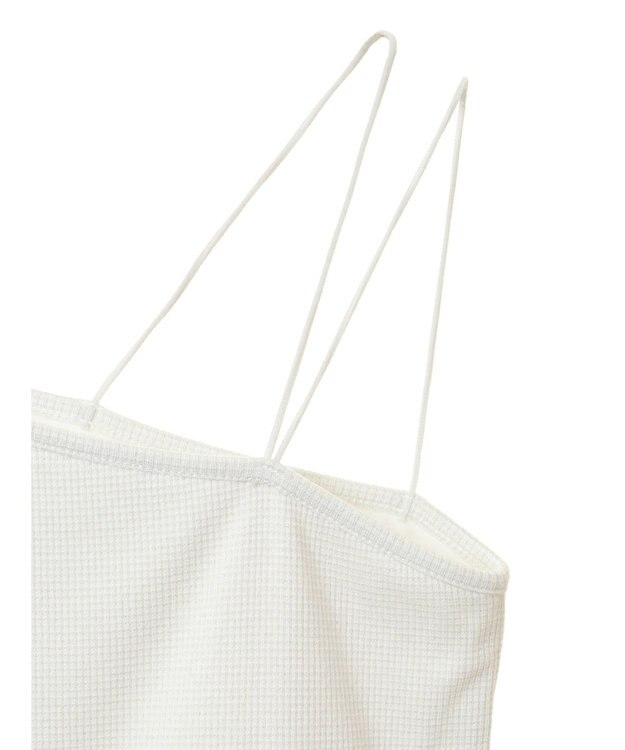 Green Parks カップ付きアシンメトリーラメタンクトップ Off White