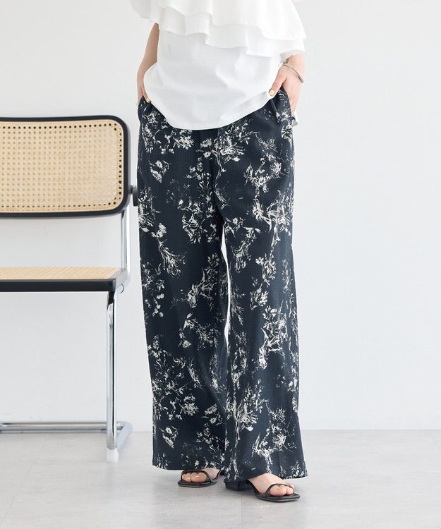 earth music&ecology 【セットアップ対応】フラワーリラックスパンツ Black