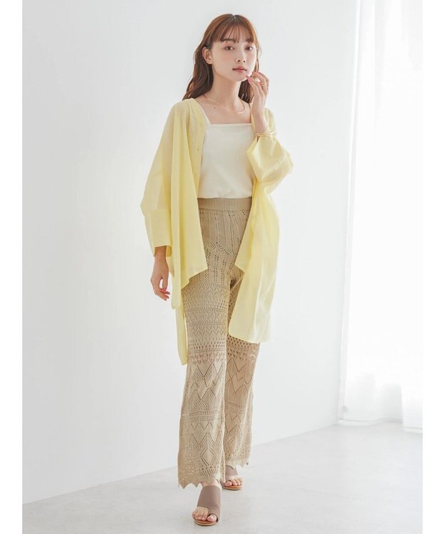 AMERICAN HOLIC バックギャザーＶネックシアーシャツ Light Yellow