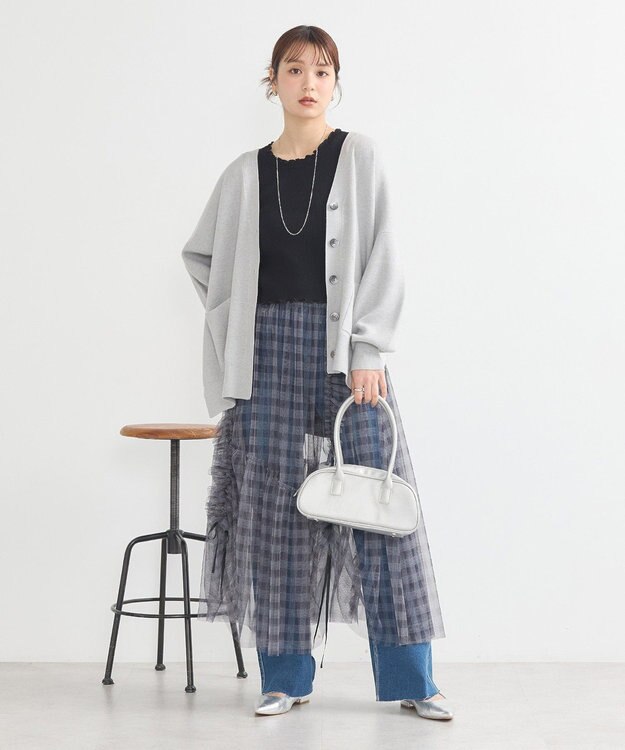 earth music&ecology フリルニットタンクトップ Black