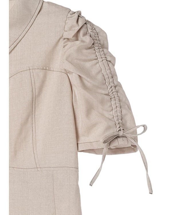 earth music&ecology 袖ドロストシャツワンピース Beige