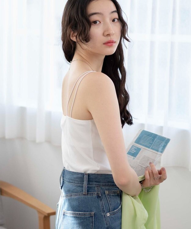 WEGO 【カップ付き】なちゅ盛れカップイン2ストラップキャミ ホワイト