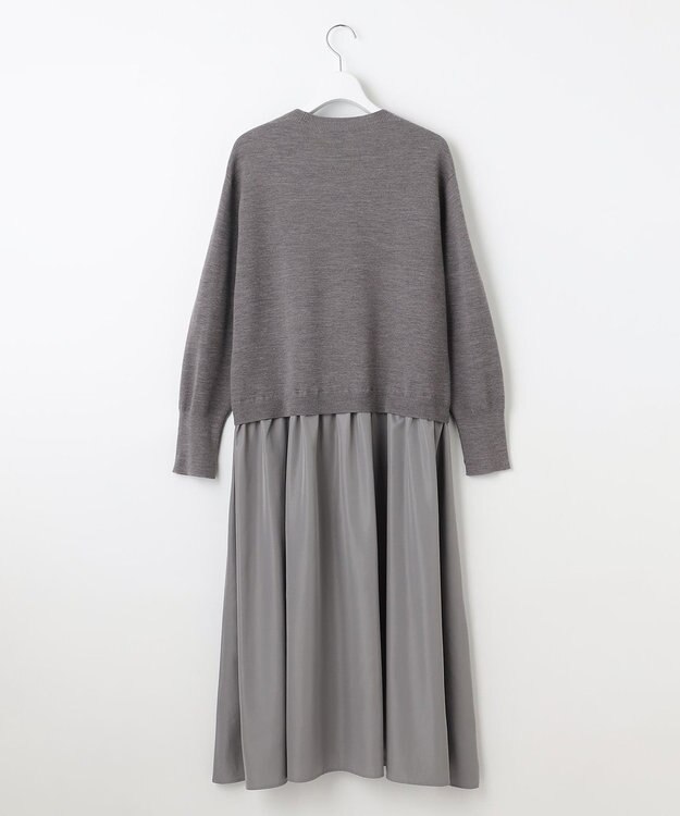 自由区 【カタログ掲載】ウールミラノ異素材 ワンピース グレー