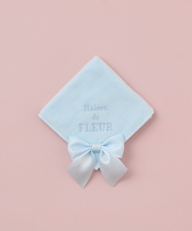 Maison de FLEUR ビッグリボンタオルハンカチ Sax