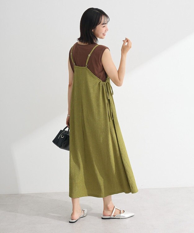 Green Parks 表面感脇リボンキャミワンピース Lime Green