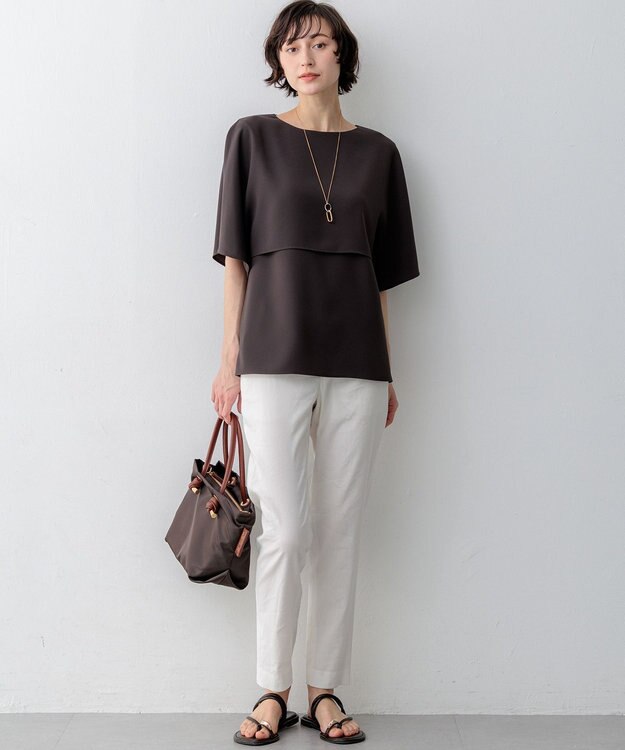 23区 【先行予約/CanCam掲載】リネンレーヨンストレッチ テーパード パンツ オフ系