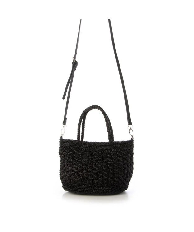 UNBILLION cachecache 柄編みメタリックヤーン2wayミニトート ブラック