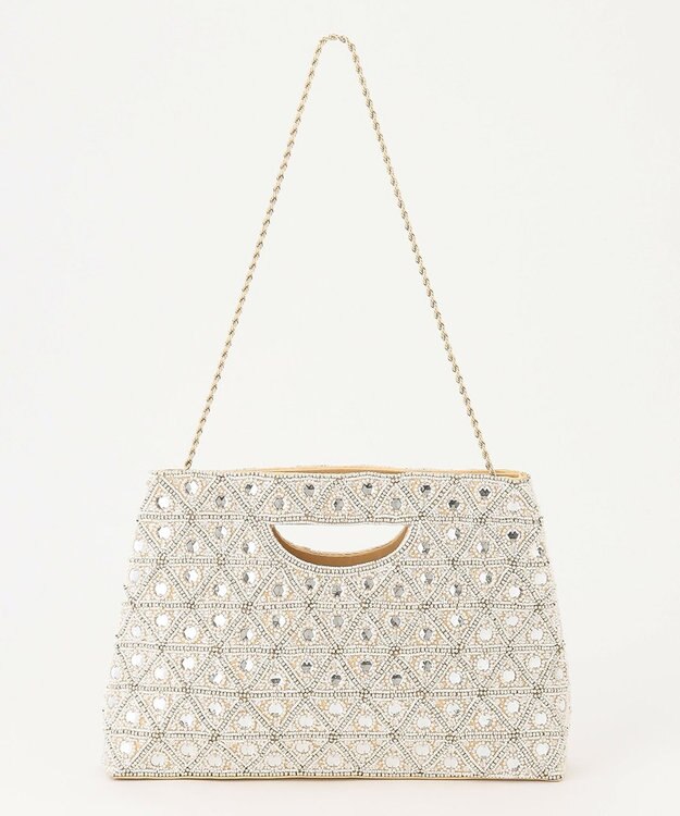 GRACE CONTINENTAL ビーズ刺繍バッグ ベージュ