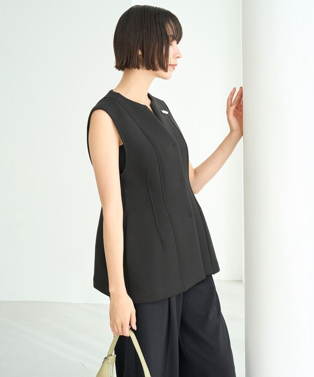 UNFILO L 【VERY×UNFILOコラボ】BEAUTY FORM JERSEY+ ペプラムジレ ブラック