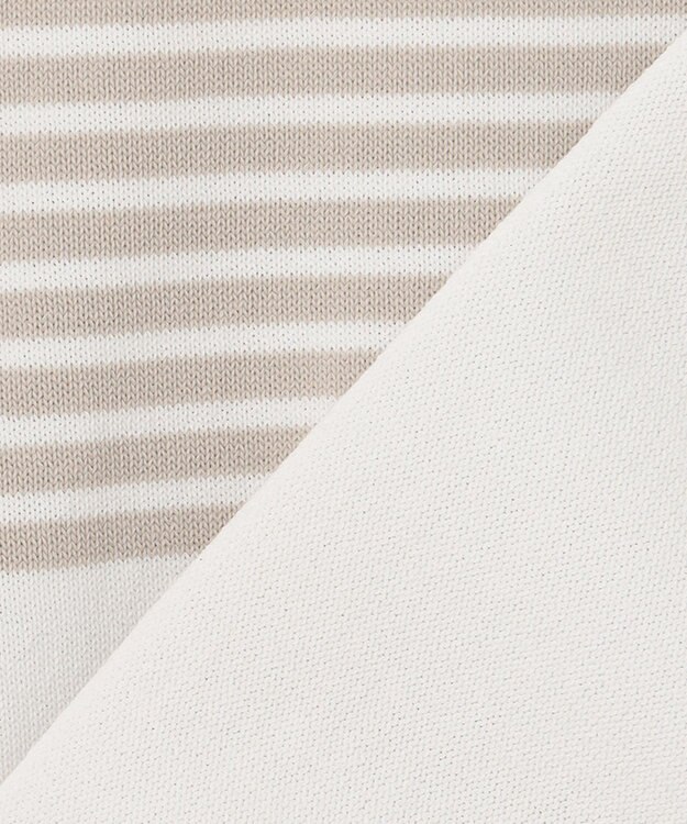 23区 S ストレッチコットンポリエステル ニット ベージュボーダー