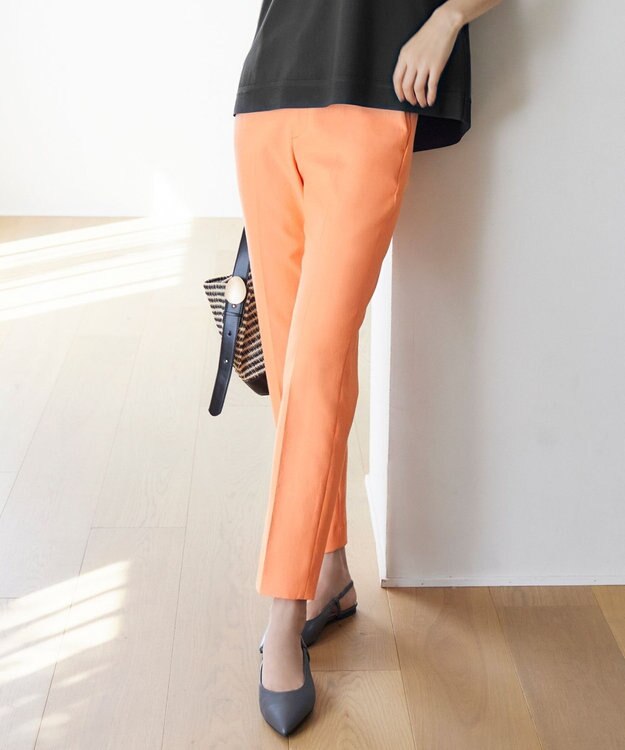 自由区 L 【接触冷感・UVカット・吸水速乾・洗える】シェルタリングテーパード パンツ オレンジ