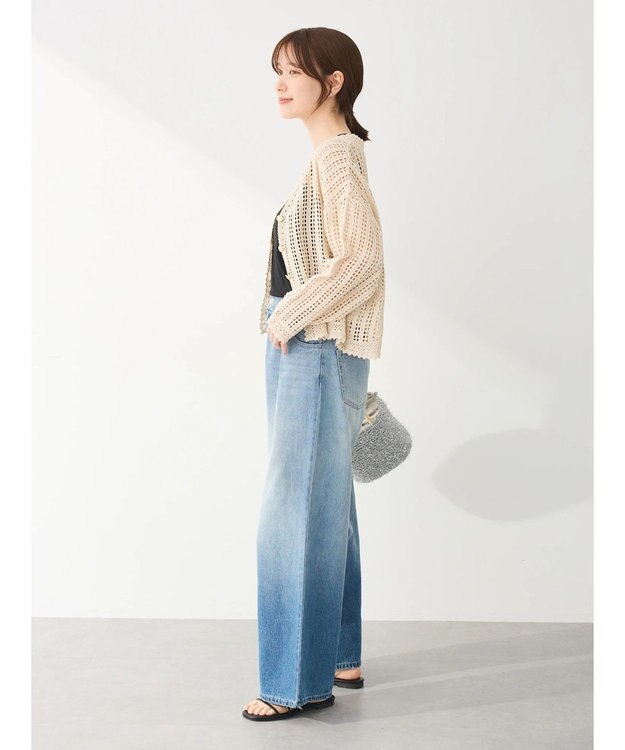 Green Parks インド綿　レース編みカーディガン Natural