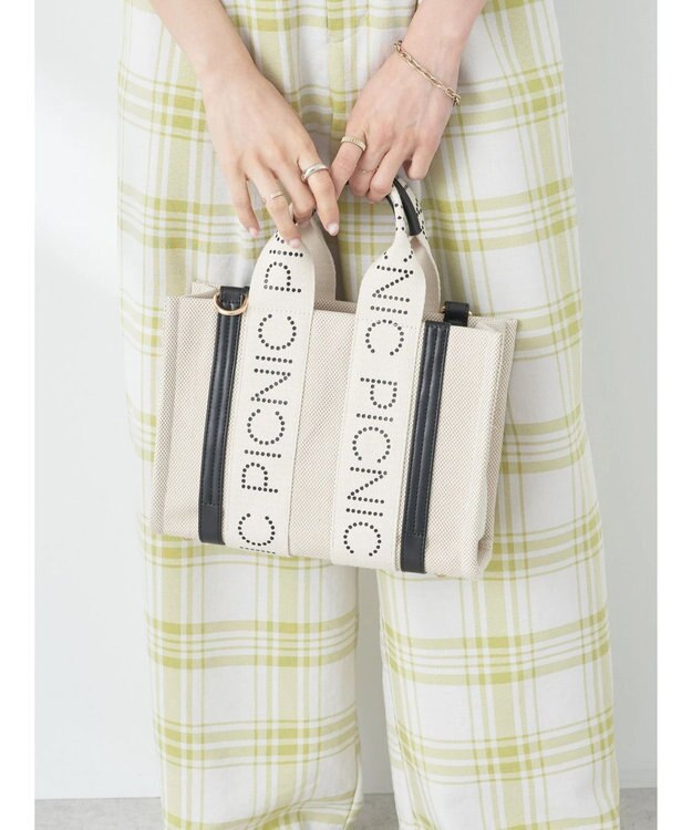 earth music&ecology ロゴテープミニトート Beige