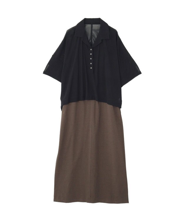 YECCA VECCA 【2点SET】シアーポロシャツ×キャミワンピース Black