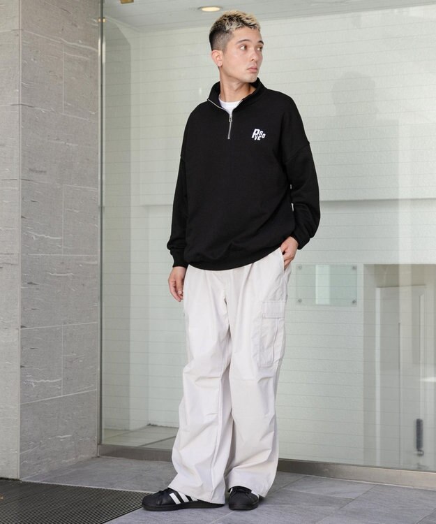 WEGO ヘビーウエイトハーフZIPワンポイントPO ブラック