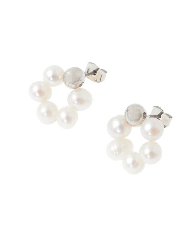 Green Parks ・ＨＡＬＦ　ＴＩＭＥ　淡水パールリングピアス Silver