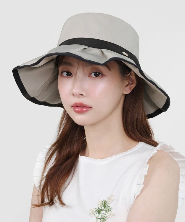 TOCCA 【UV99%以上カット・吸水速乾・抗菌防臭・洗える・サイズ調整可・強撥水】FRILL RAIN HAT レインハット ベージュ系