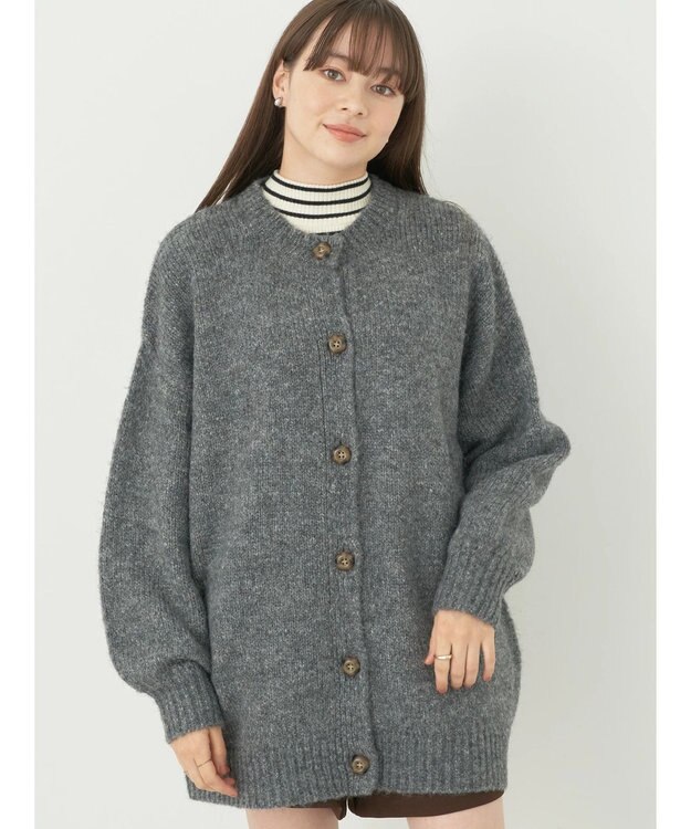 earth music&ecology ファンシーヤーンメランジカーディガン Dark Gray Mixture