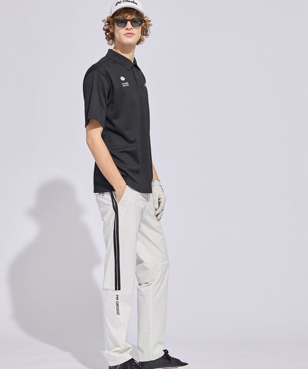 PW CIRCULUS 【MEN】ミニワッフル鹿の子ポロ ゴルフ ブラック系