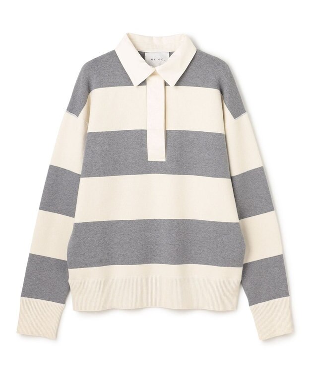 BEIGE， 【洗える】TAFT / コットンカシミヤラガーニット Bone × L.Gray