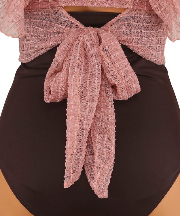 San-ai Resort（三愛水着楽園） フリルスリーブノンワイヤービキニ　9M　【San-ai Resort（サンアイリゾート）】 ピンク×ブラウン